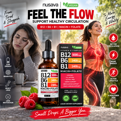 Energy & Focus Focus: Nusava Liquid B Complex (B12, B6, B1): Maximum Energy & Mental Clarity