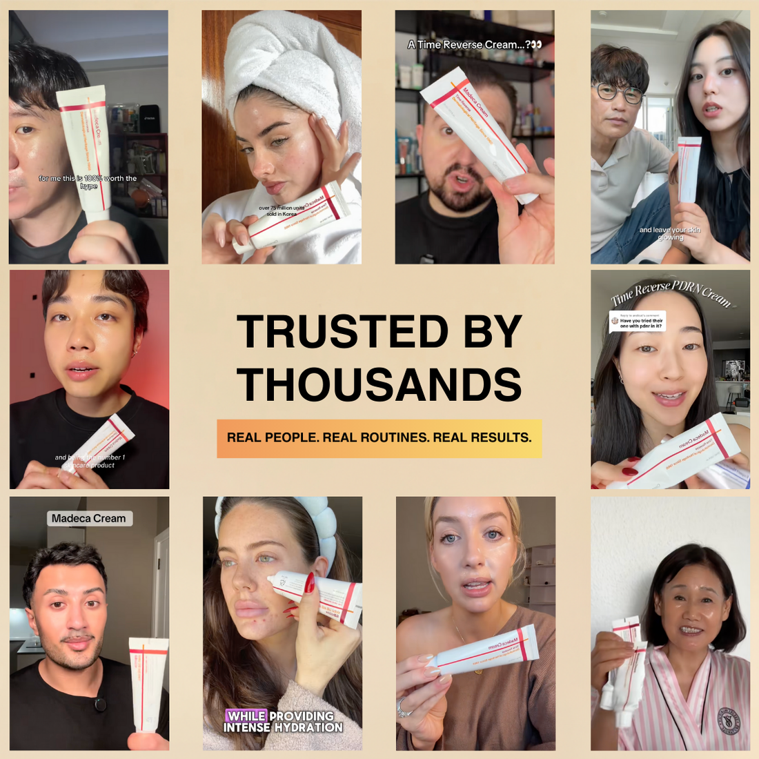 Crema facial Madeca Korean anti-envejecimiento, reafirmante y para renovar la barrera de la piel, en envase de CARAMELA BEAUTY USA