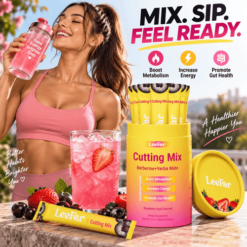 Mezcla LeeFar de CARAMELA BEAUTY USA para mejorar el metabolismo y energía, con ingredientes naturales en envase visible.