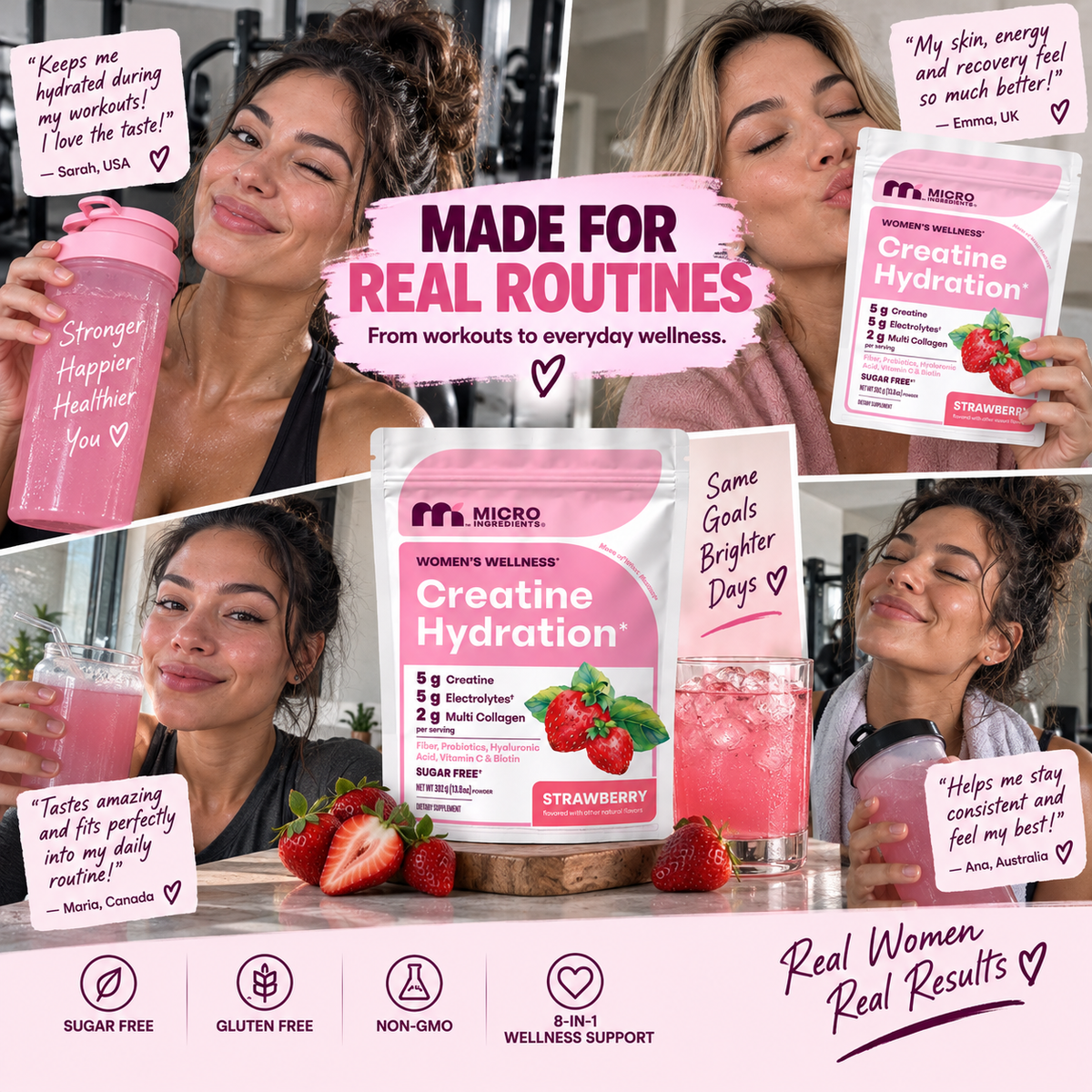 Micro Ingredients Women's Wellness Creatine Hydration: The Ultimate 8-in-1 Formula
