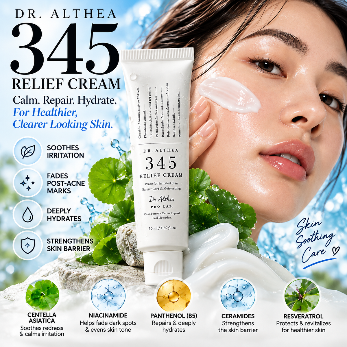 Dr. Althea 345 Relief Cream 50ml – Korean Moisturizer for Skin Barrier & Redness Care