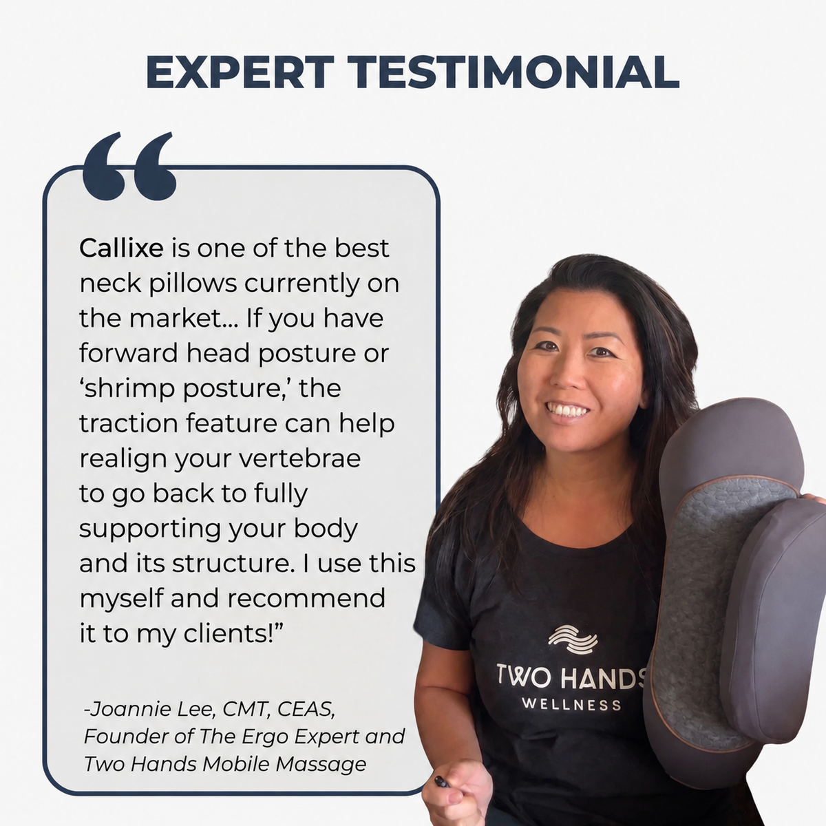 Almohada térmica de tracción para cuello Thera Pillow™ de CARAMELA BEAUTY USA, con diseño ergonómico y tecnología de masaje.