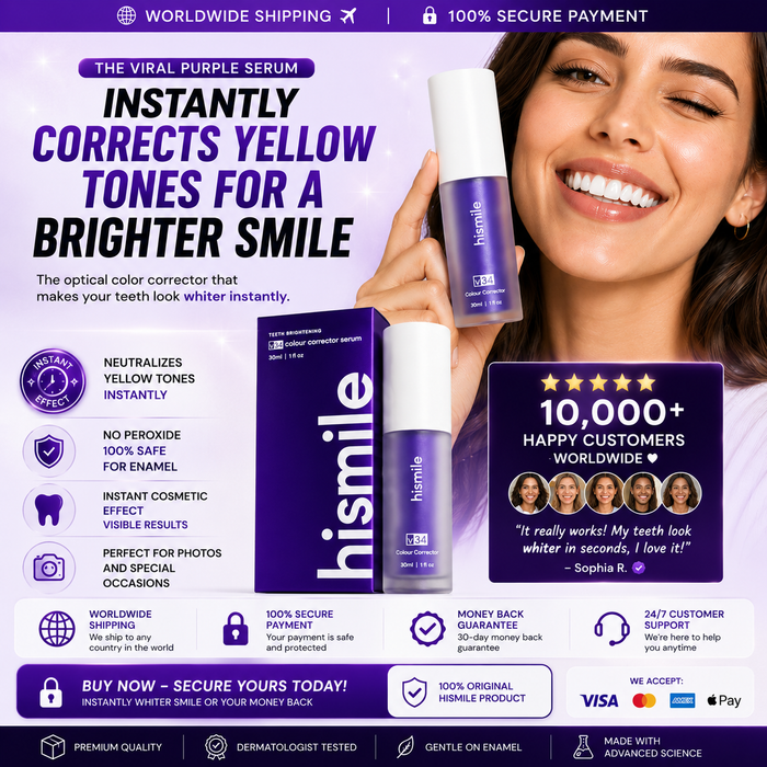 Hismile V34 Purple Colour Corrector Serum 30ml – Temporary Yellow Tone Correction