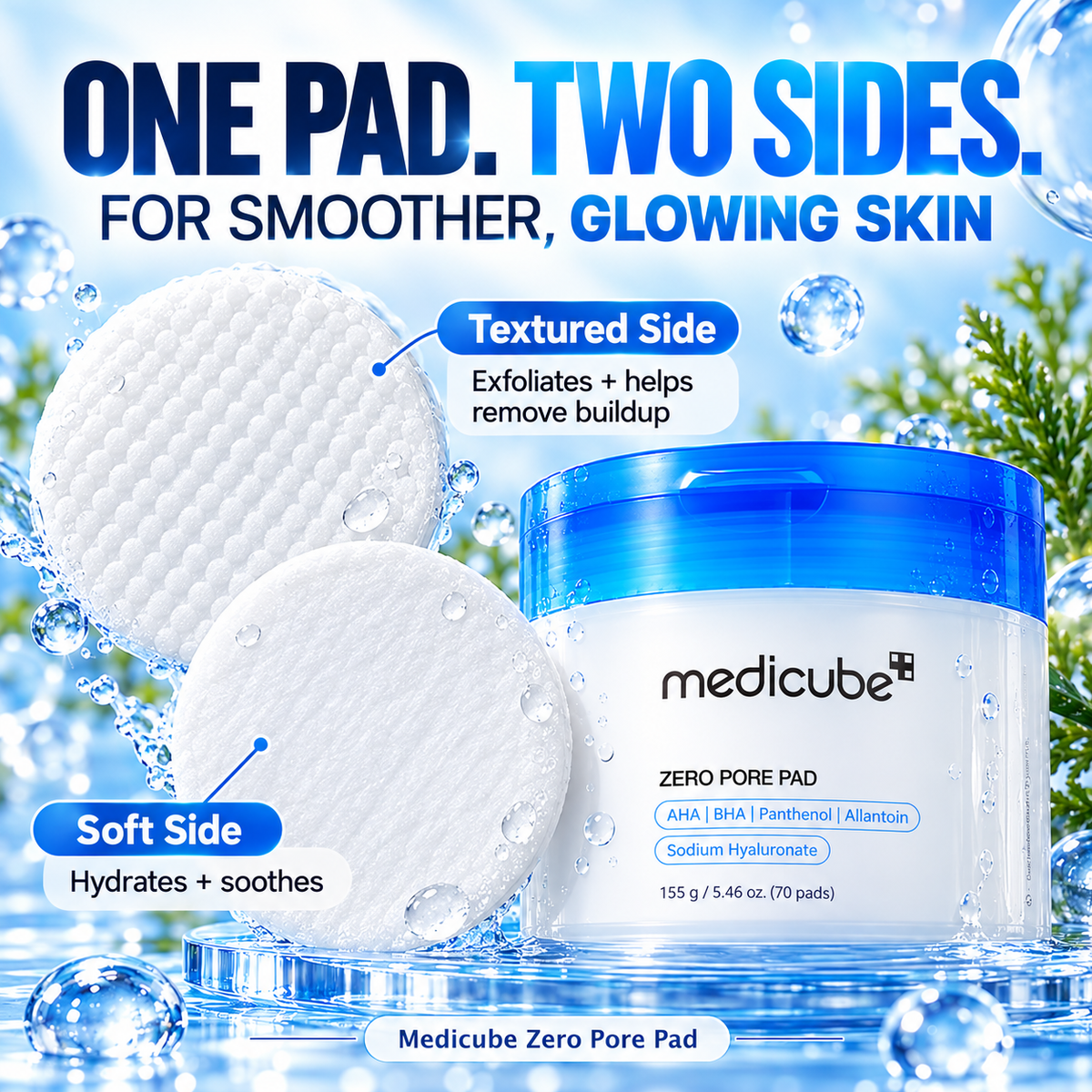 Medicube Zero Pore Pad 70 – AHA BHA Exfoliating Toner Pads for Pores & Oily Skin