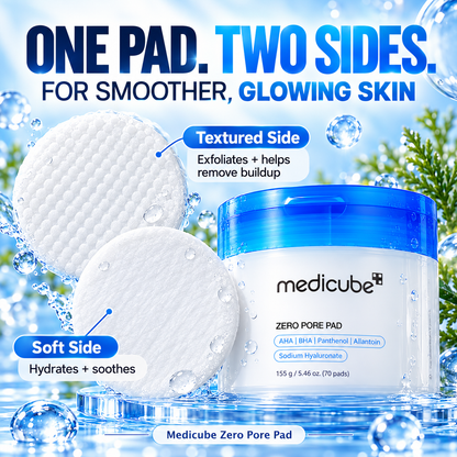 Medicube Zero Pore Pad 70 – AHA BHA Exfoliating Toner Pads for Pores & Oily Skin