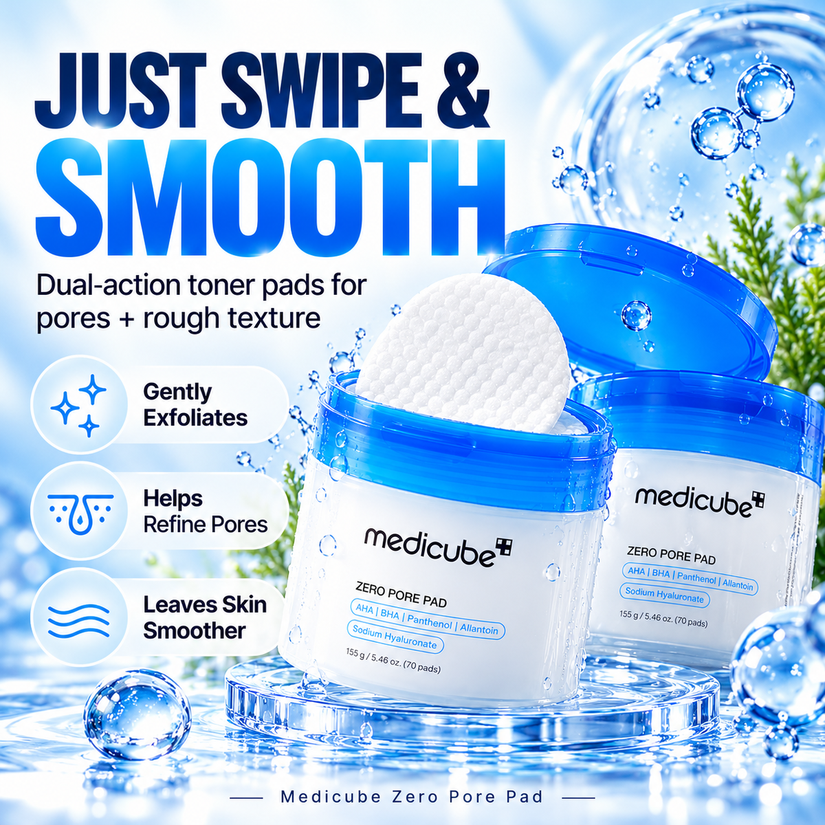 Medicube Zero Pore Pad 70 – AHA BHA Exfoliating Toner Pads for Pores & Oily Skin