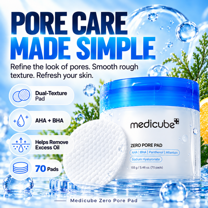 Medicube Zero Pore Pad 70 – AHA BHA Exfoliating Toner Pads for Pores & Oily Skin
