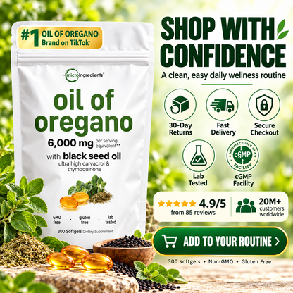 Micro Ingredients Oil of Oregano + Black Seed Oil 20:1 – Immune Support | 300 Softgels