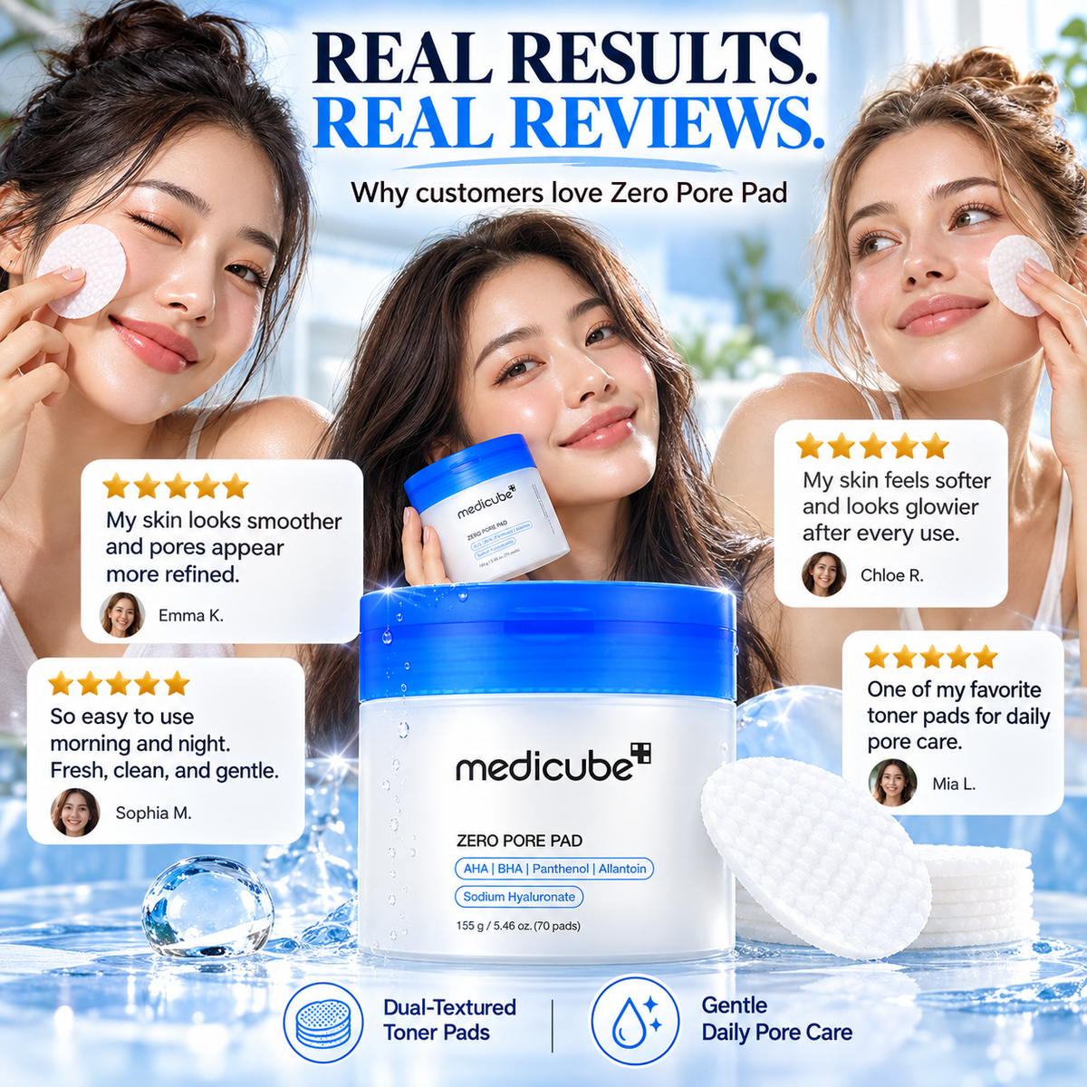 Medicube Zero Pore Pad 70 – AHA BHA Exfoliating Toner Pads for Pores & Oily Skin