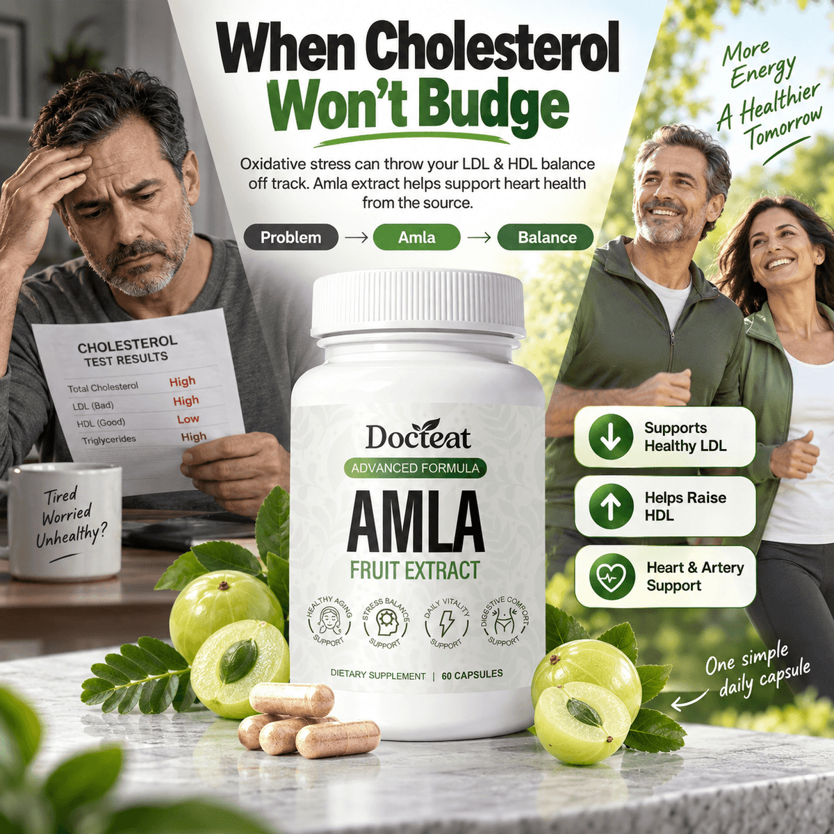 Extracto de fruta de Amla de CARAMELA BEAUTY USA, suplemento natural para apoyar la salud del corazón y la vitalidad diaria.