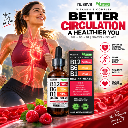 Energy & Focus Focus: Nusava Liquid B Complex (B12, B6, B1): Maximum Energy & Mental Clarity