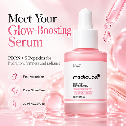 Medicube PDRN Pink Peptide Serum 30 ml pink bottle, hydrating serum hero cover