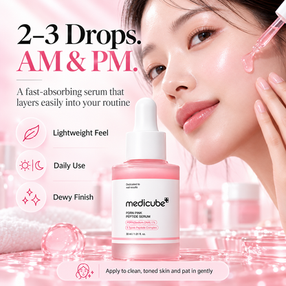 Medicube PDRN Pink Peptide Serum daily skincare routine and lightweight application