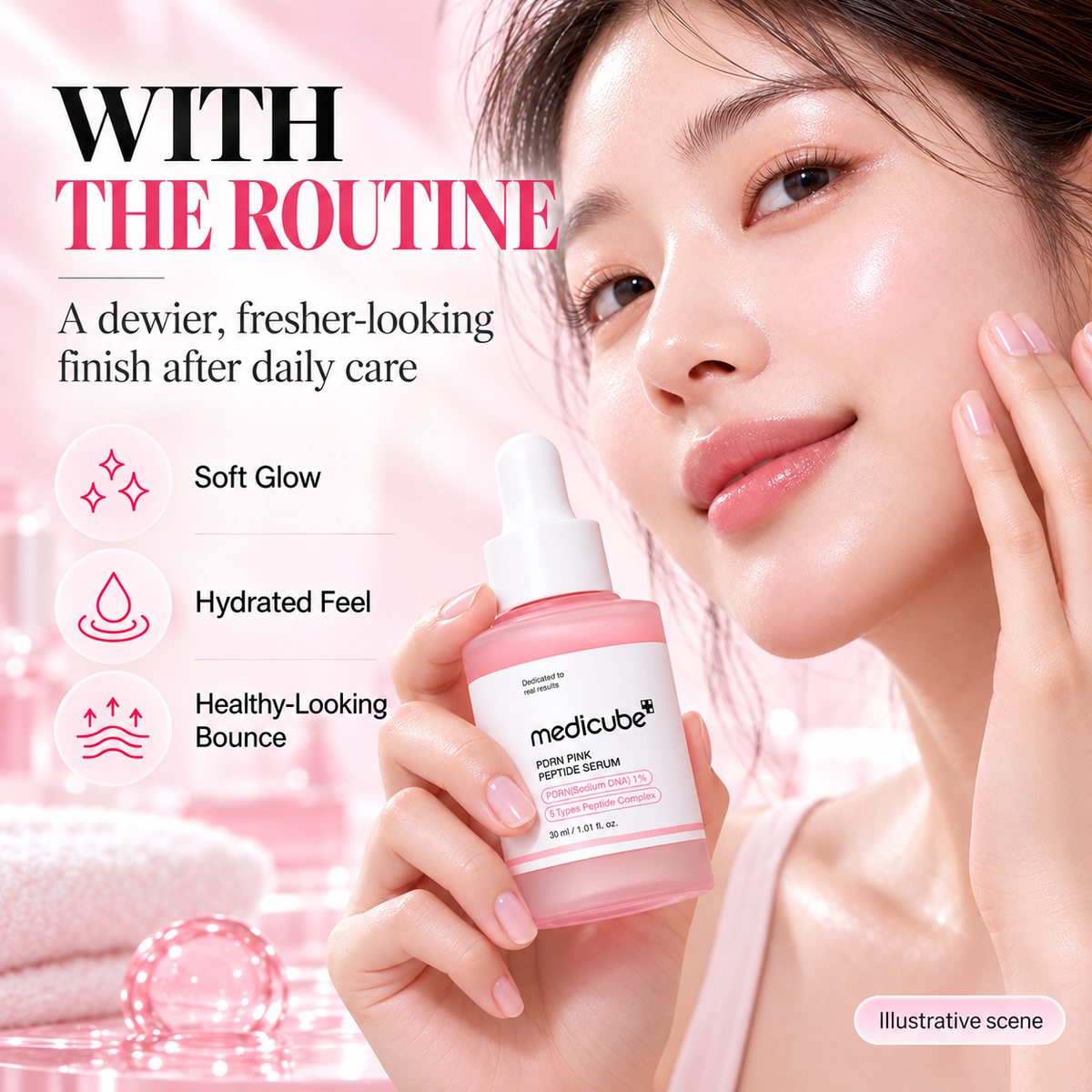 Medicube PDRN Pink Peptide Serum 30ml – Salmon DNA + 5 Peptides for Hydration & Glow